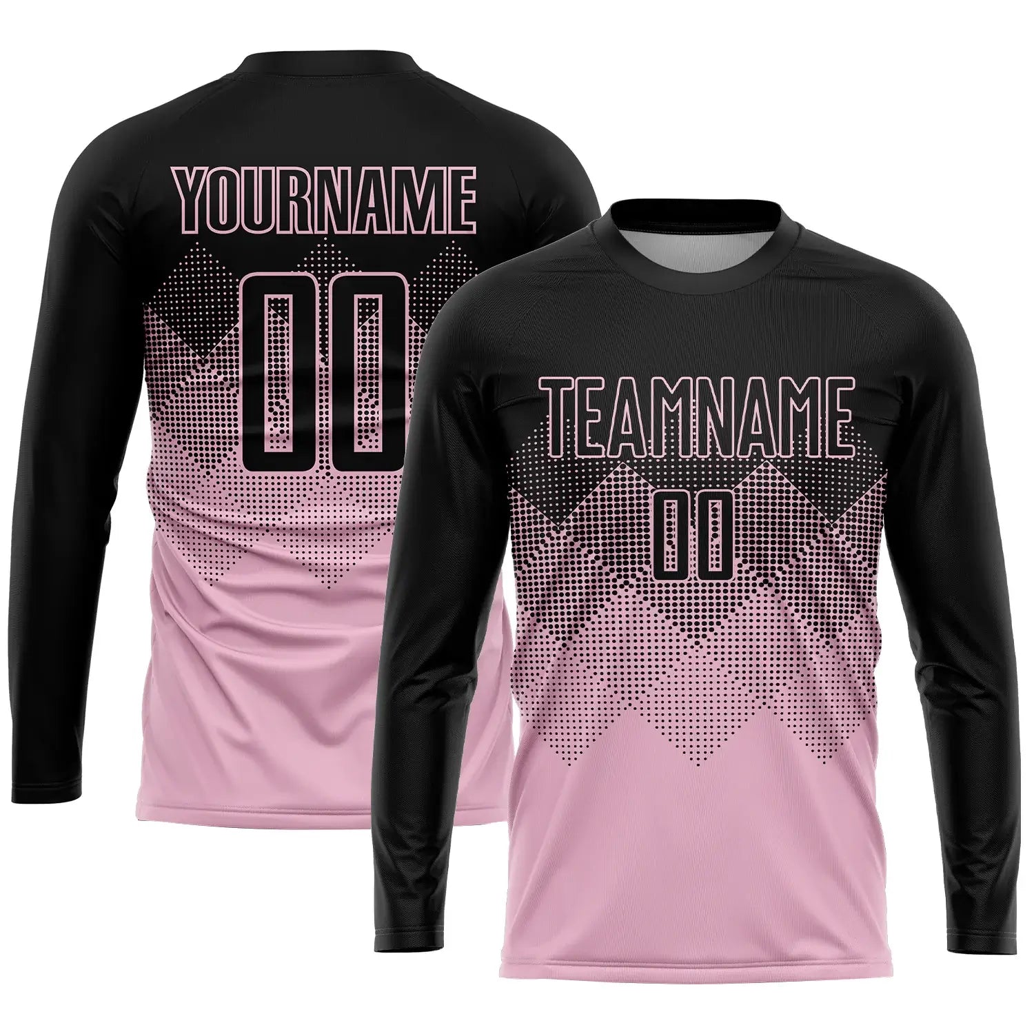 Custom Soccer Jersey Light Pink Black Sublimation, Team Uniform Kit, Custom Name Number, Unisex Men Women Youth
