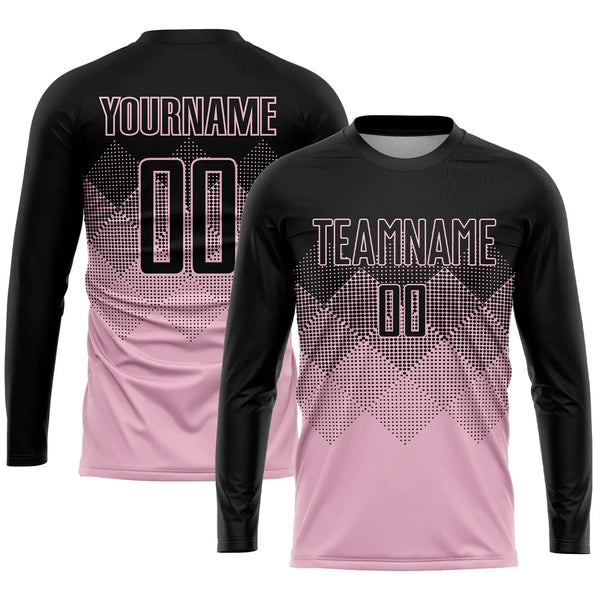 Custom Soccer Jersey Light Pink Black Sublimation, Team Uniform Kit, Custom Name Number, Unisex Men Women Youth