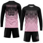 Custom Soccer Jersey Light Pink Black Sublimation, Team Uniform Kit, Custom Name Number, Unisex Men Women Youth