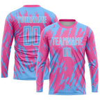 Custom Soccer Jersey Pink Light Blue White Sublimation, Team Uniform Kit, Custom Name Number, Unisex Men Women Youth