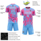 Custom Soccer Jersey Pink Light Blue White Sublimation, Team Uniform Kit, Custom Name Number, Unisex Men Women Youth