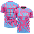 Custom Soccer Jersey Pink Light Blue White Sublimation, Team Uniform Kit, Custom Name Number, Unisex Men Women Youth