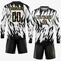 Custom Soccer Jersey White Black Old Gold Sublimation, Team Uniform Kit, Custom Name Number, Unisex Men Women Youth 2