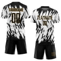 Custom Soccer Jersey White Black Old Gold Sublimation, Team Uniform Kit, Custom Name Number, Unisex Men Women Youth 6