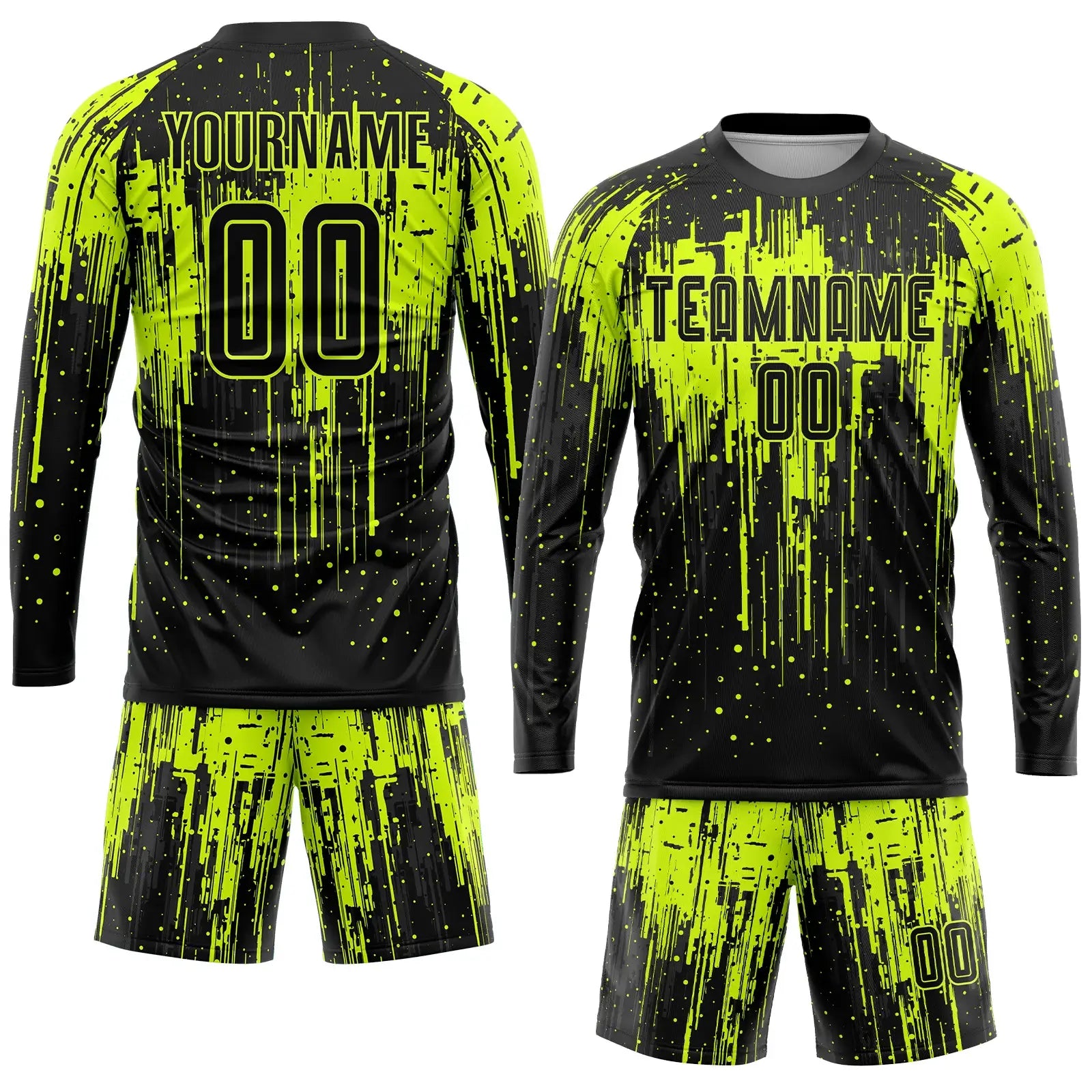 Custom Soccer Jersey Neon Green Black Sublimation, Team Uniform Kit, Custom Name Number, Unisex Men Women Youth