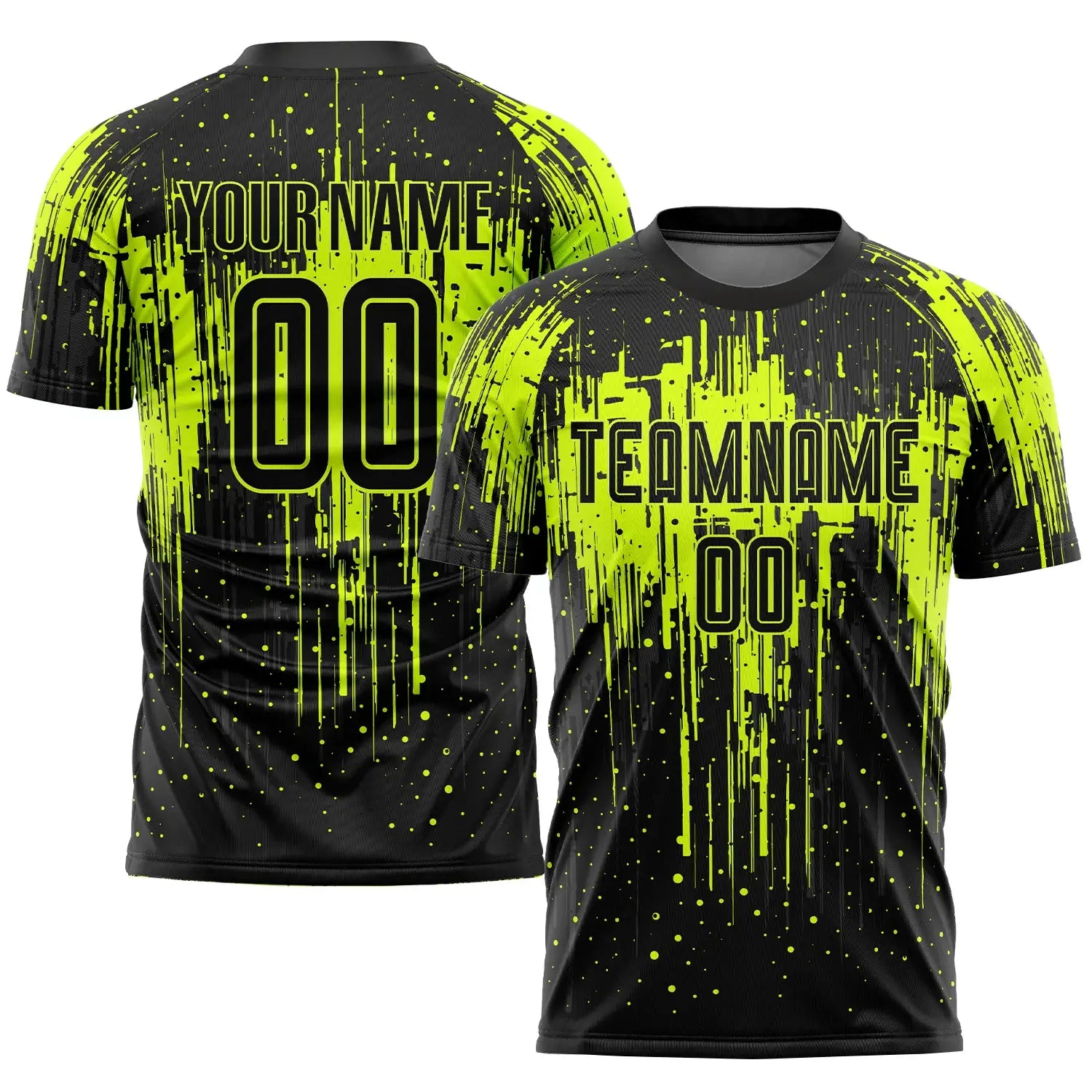 Custom Soccer Jersey Neon Green Black Sublimation, Team Uniform Kit, Custom Name Number, Unisex Men Women Youth