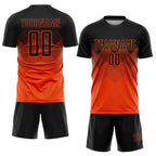 Custom Soccer Jersey Orange Black Gradient Sublimation, Team Uniform Kit, Custom Name Number, Unisex Men Women Youth