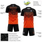 Custom Soccer Jersey Orange Black Gradient Sublimation, Team Uniform Kit, Custom Name Number, Unisex Men Women Youth