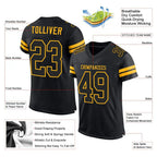 Custom Mesh Football Jersey Black Gold Pro Style Sublimation, Custom Name Number, Men Youth Unisex