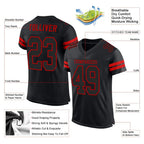 Custom Mesh Football Jersey Black Red Pro Style Sublimation, Custom Name Number, Men Youth Unisex