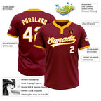 Custom 2-Button Softball Jersey Crimson Red White Gold Sublimation, Custom Name Number, Women Girls Unisex Youth