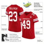 Custom Mesh Football Jersey Red White Pro Style Sublimation, Custom Name Number, Men Youth Unisex