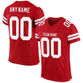 Custom Mesh Football Jersey Red White Pro Style Sublimation, Custom Name Number, Men Youth Unisex