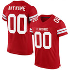 Custom Mesh Football Jersey Red White Pro Style Sublimation, Custom Name Number, Men Youth Unisex