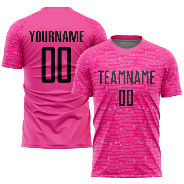 Custom Soccer Jersey Pink Black Sublimation, Team Uniform Kit, Custom Name Number, Unisex Men Women Youth