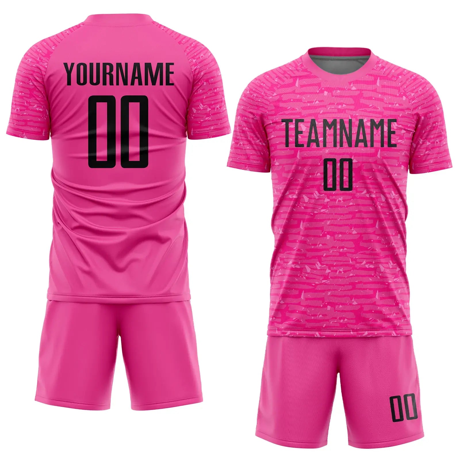 Custom Soccer Jersey Pink Black Sublimation, Team Uniform Kit, Custom Name Number, Unisex Men Women Youth