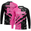 Custom Graffiti Scratch Soccer Jersey Pink Black White Sublimation, Team Uniform Kit, Custom Name Number, Unisex Men Women Youth 1