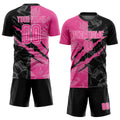 Custom Graffiti Scratch Soccer Jersey Pink Black White Sublimation, Team Uniform Kit, Custom Name Number, Unisex Men Women Youth 4