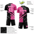 Custom Graffiti Scratch Soccer Jersey Pink Black White Sublimation, Team Uniform Kit, Custom Name Number, Unisex Men Women Youth 6