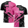 Custom Graffiti Scratch Soccer Jersey Pink Black White Sublimation, Team Uniform Kit, Custom Name Number, Unisex Men Women Youth 5