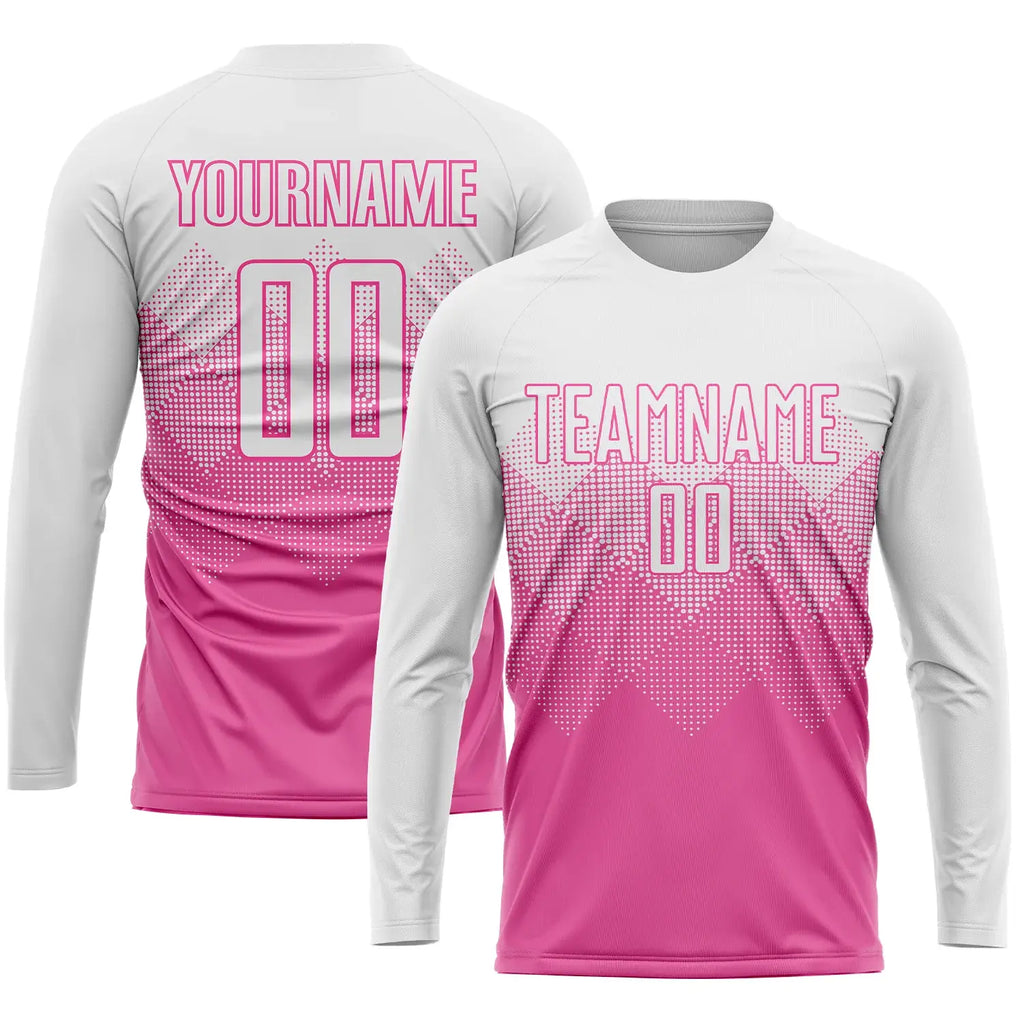 Custom Soccer Jersey Pink White Sublimation, Team Uniform Kit, Custom Name Number, Unisex Men Women Youth