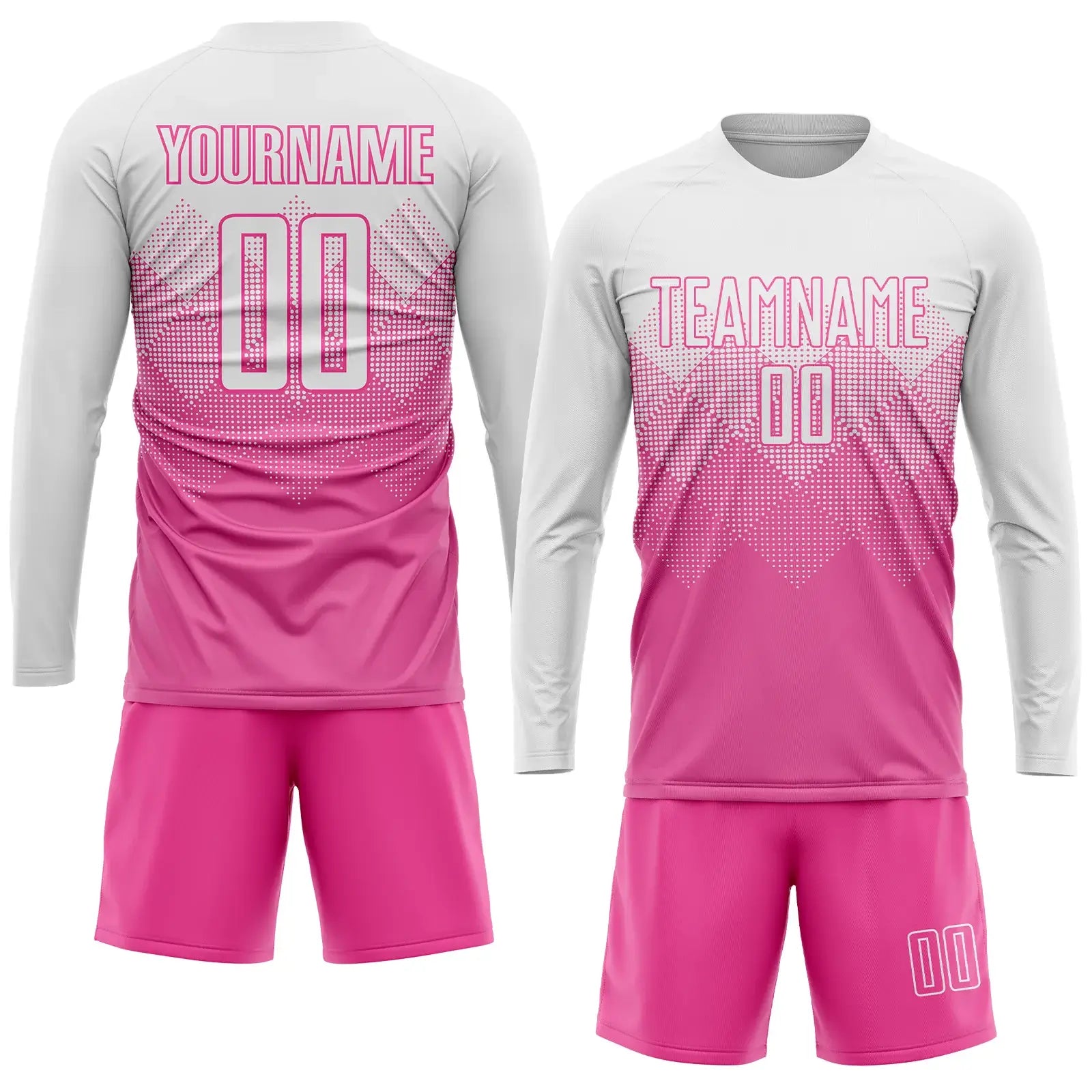 Custom Soccer Jersey Pink White Sublimation, Team Uniform Kit, Custom Name Number, Unisex Men Women Youth