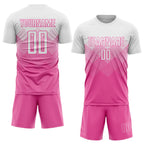 Custom Soccer Jersey Pink White Sublimation, Team Uniform Kit, Custom Name Number, Unisex Men Women Youth