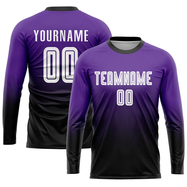 Custom Fade Fashion Soccer Jersey Purple White Black Sublimation, Team Uniform Kit, Custom Name Number, Unisex Men Women Youth