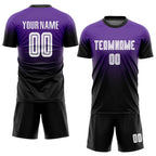 Custom Fade Fashion Soccer Jersey Purple White Black Sublimation, Team Uniform Kit, Custom Name Number, Unisex Men Women Youth