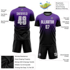 Custom Fade Fashion Soccer Jersey Purple White Black Sublimation, Team Uniform Kit, Custom Name Number, Unisex Men Women Youth