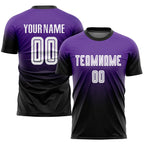Custom Fade Fashion Soccer Jersey Purple White Black Sublimation, Team Uniform Kit, Custom Name Number, Unisex Men Women Youth