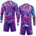 Custom Graffiti Soccer Jersey Purple White Sublimation, Team Uniform Kit, Custom Name Number, Unisex Men Women Youth 2