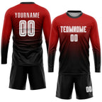 Custom Fade Fashion Soccer Jersey Red White Black Sublimation, Team Uniform Kit, Custom Name Number, Unisex Men Women Youth
