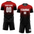 Custom Fade Fashion Soccer Jersey Red White Black Sublimation, Team Uniform Kit, Custom Name Number, Unisex Men Women Youth