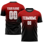 Custom Fade Fashion Soccer Jersey Red White Black Sublimation, Team Uniform Kit, Custom Name Number, Unisex Men Women Youth