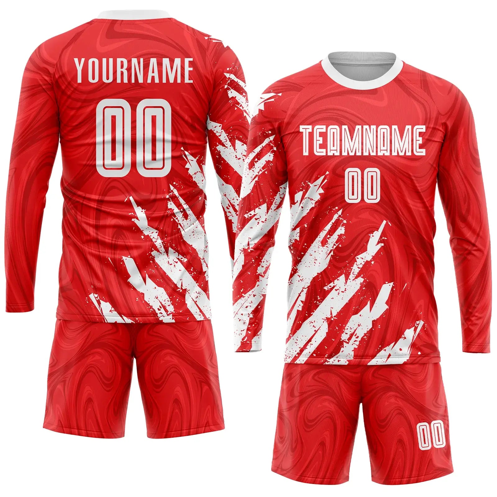 Custom Soccer Jersey Red White Sublimation, Team Uniform Kit, Custom Name Number, Unisex Men Women Youth