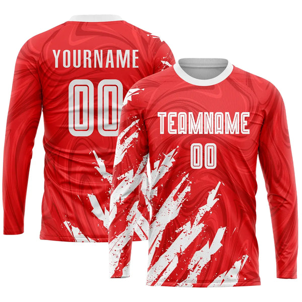 Custom Soccer Jersey Red White Sublimation, Team Uniform Kit, Custom Name Number, Unisex Men Women Youth