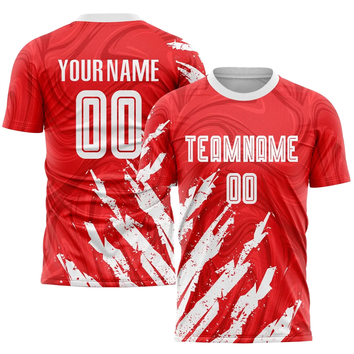 Custom Soccer Jersey Red White Sublimation, Team Uniform Kit, Custom Name Number, Unisex Men Women Youth