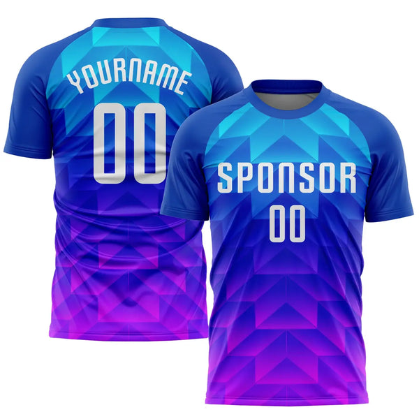 Custom Soccer Jersey Royal Blue White Hot Pink Sublimation, Team Uniform Kit, Custom Name Number, Unisex Men Women Youth