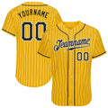 Custom Yellow Black Pinstripe Baseball Jersey Black White Sublimation, Custom Name Number, Men Youth Unisex