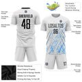 Custom Soccer Jersey White Black Light Blue Sublimation, Team Uniform Kit, Custom Name Number, Unisex Men Women Youth 4
