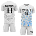 Custom Soccer Jersey White Black Light Blue Sublimation, Team Uniform Kit, Custom Name Number, Unisex Men Women Youth 6