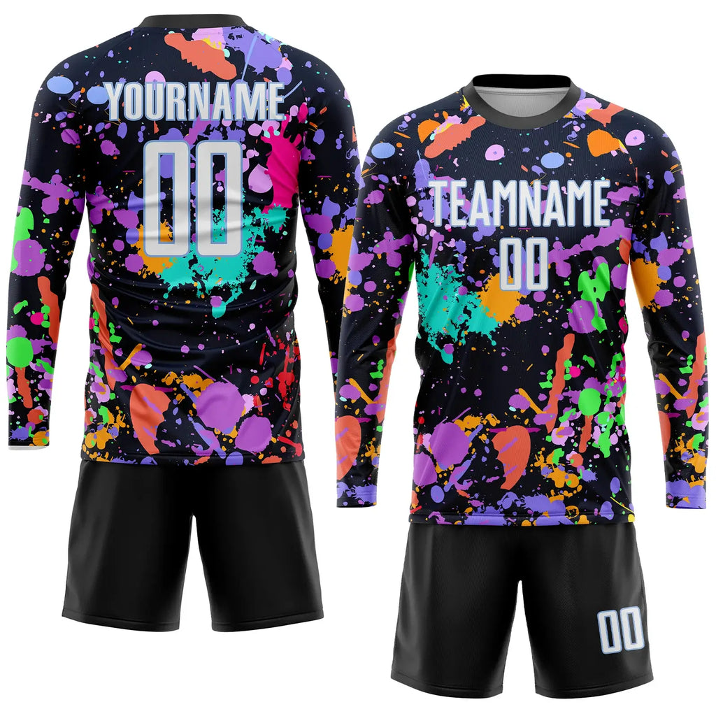 Custom Graffiti Soccer Jersey White Light Blue Sublimation, Team Uniform Kit, Custom Name Number, Unisex Men Women Youth