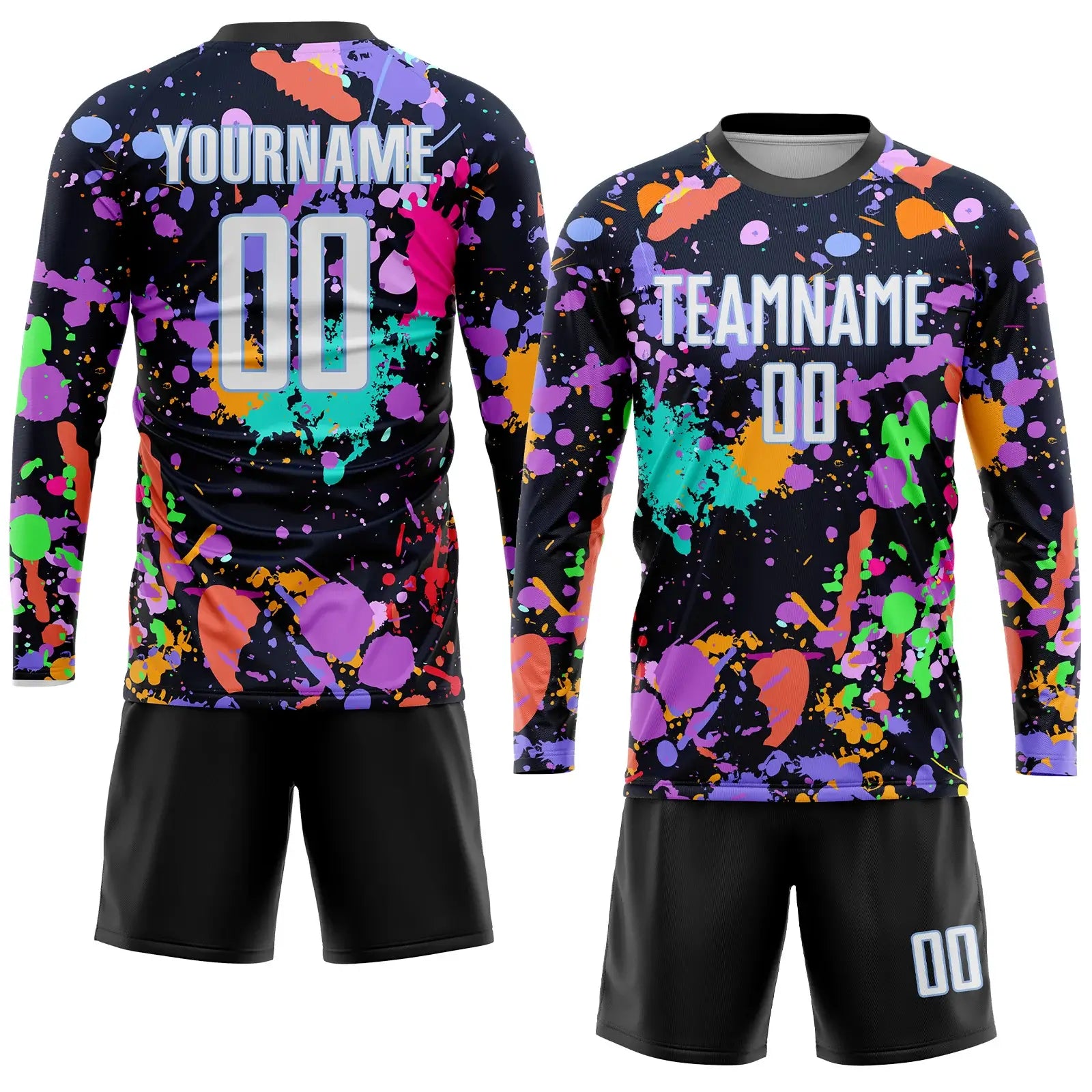 Custom Graffiti Soccer Jersey White Light Blue Sublimation, Team Uniform Kit, Custom Name Number, Unisex Men Women Youth