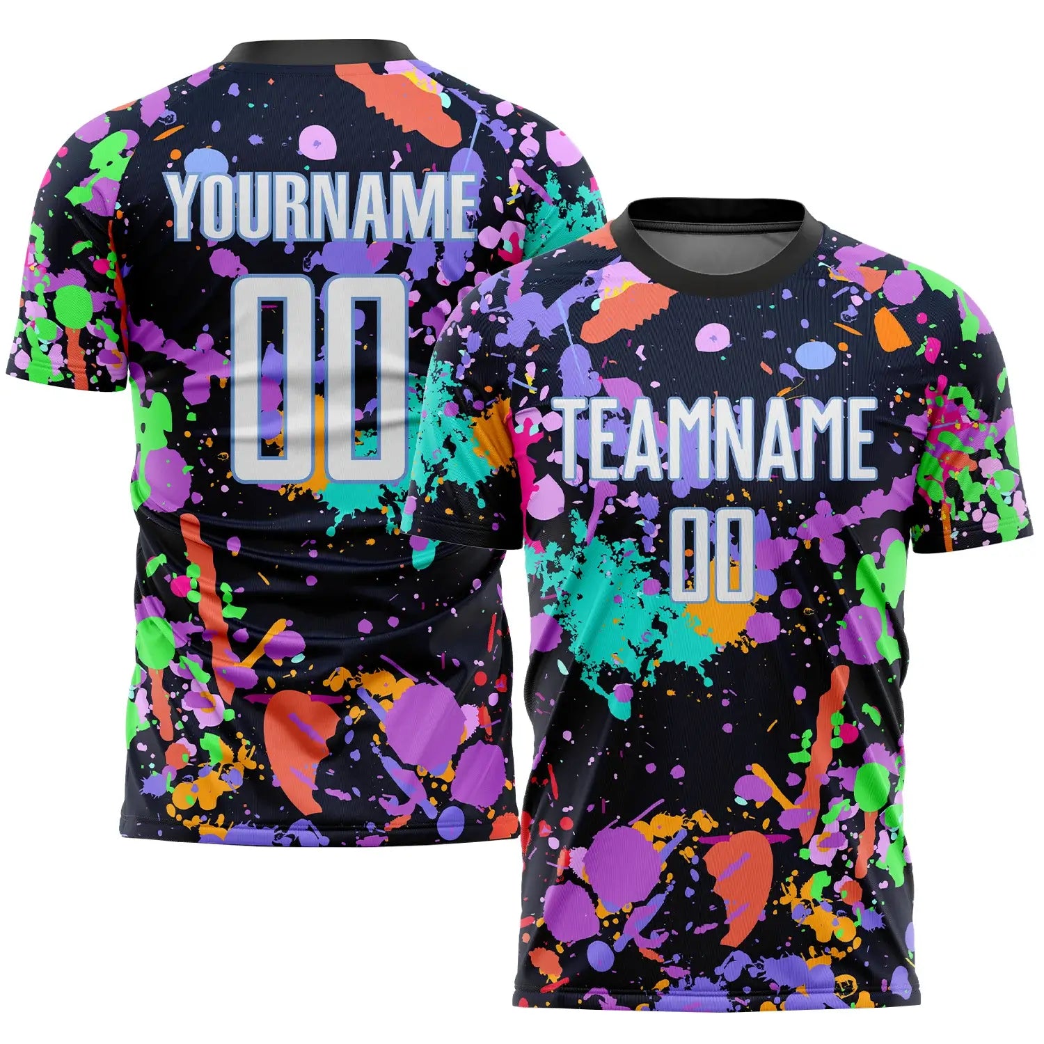 Custom Graffiti Soccer Jersey White Light Blue Sublimation, Team Uniform Kit, Custom Name Number, Unisex Men Women Youth