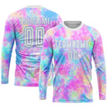 Custom Tie Dye Soccer Jersey White Light Blue Sublimation, Team Uniform Kit, Custom Name Number, Unisex Men Women Youth