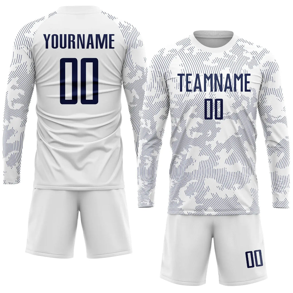Custom Soccer Jersey, White Navy Sublimation Team Uniform Kit, Custom Name Number, Men Youth