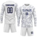 Custom Soccer Jersey, White Navy Sublimation Team Uniform Kit, Custom Name Number, Men Youth