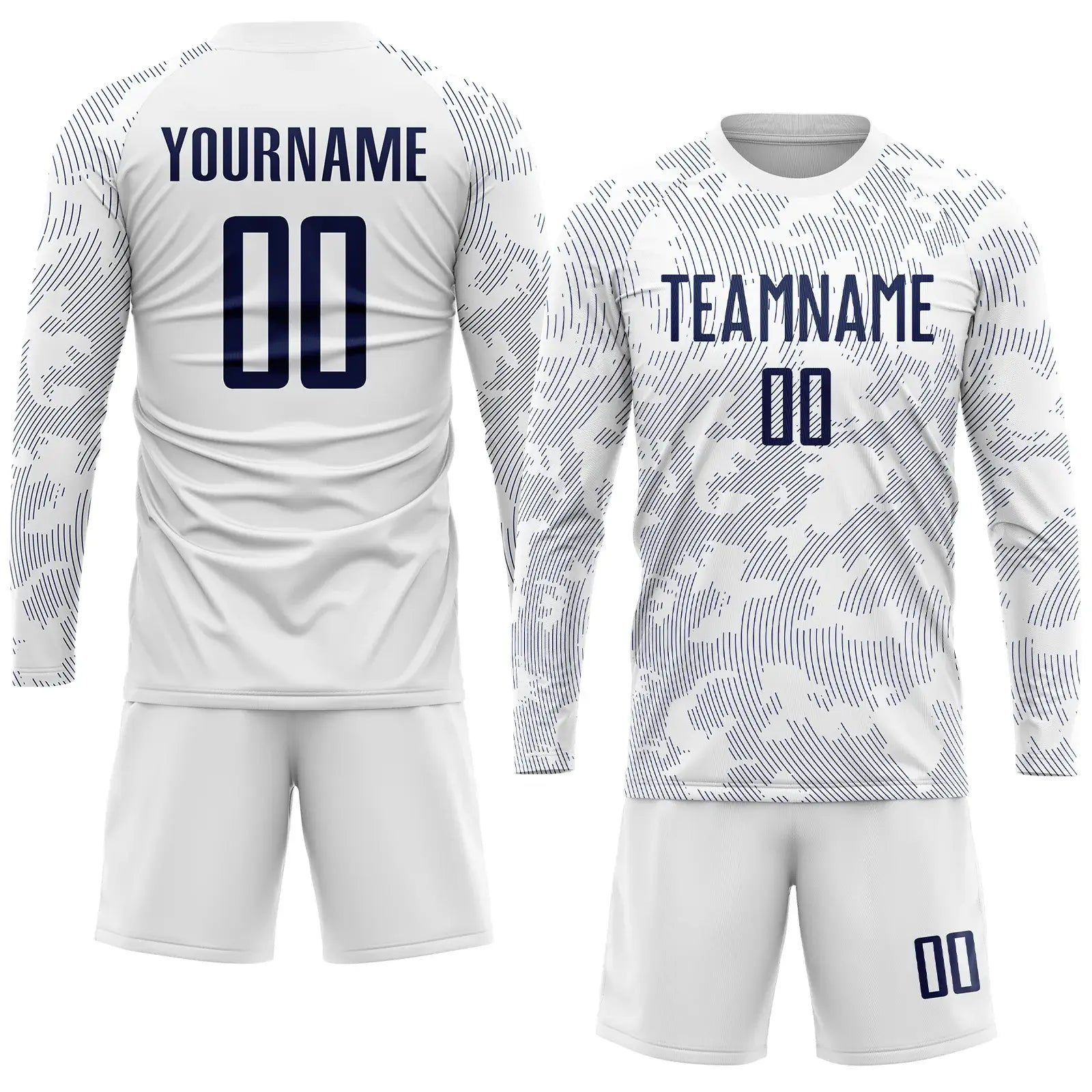 Custom Soccer Jersey, White Navy Sublimation Team Uniform Kit, Custom Name Number, Men Youth