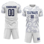 Custom Soccer Jersey, White Navy Sublimation Team Uniform Kit, Custom Name Number, Men Youth